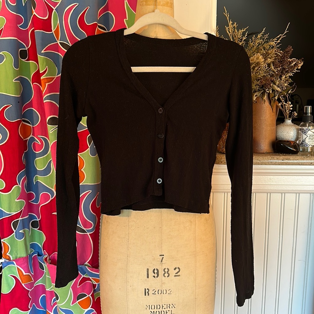 Ozma Rae Cardigan- Raw Silk Jersey- Size Medium- Black